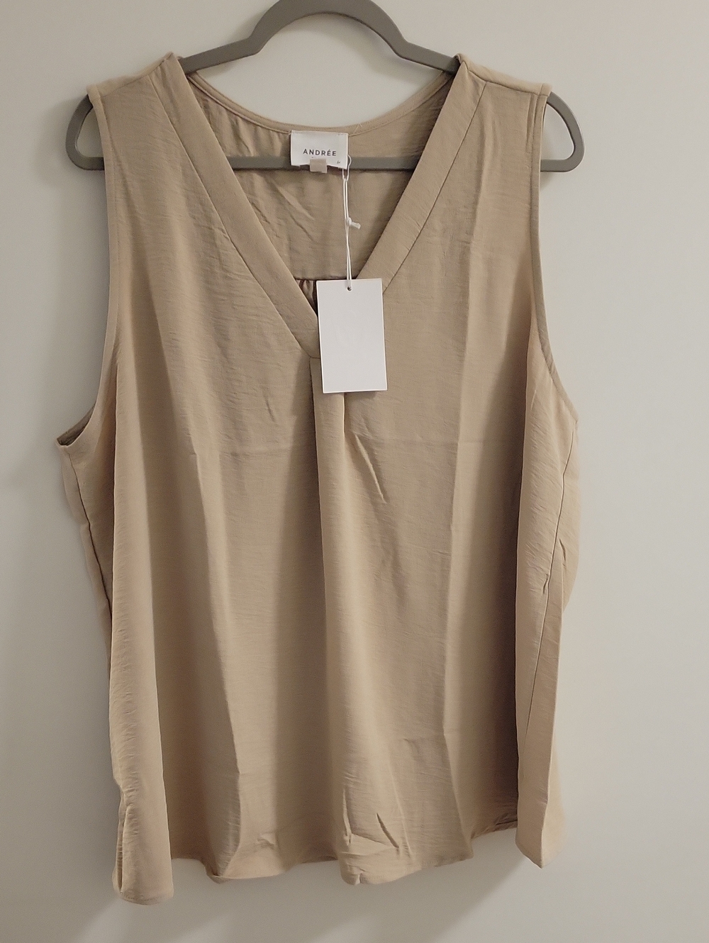 Andree Sleeveless V-Neck Tank Top in Beige
